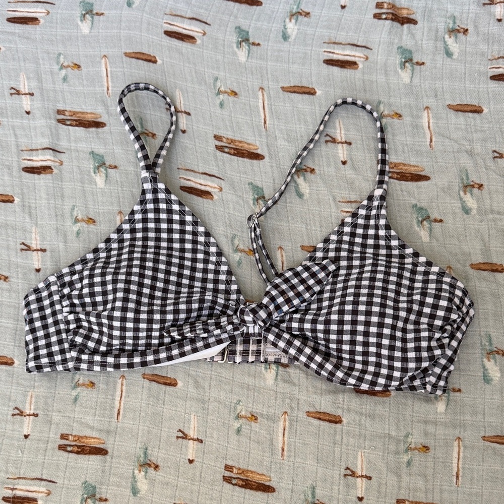 Black & White Gingham Bikini Top